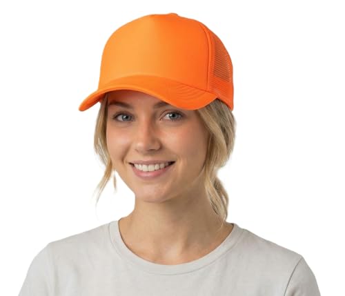 Image of NYFASHION101 Plain Mesh Trucker Hat - Breathable 6-Panel Daily Snapback Cap, Customizable Ideal for DIY Embroidery & Patches