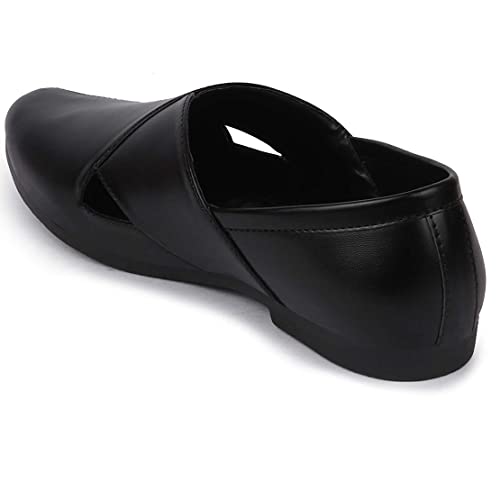 FAUSTO Men's Ethnic Criss Cross Slip On Juttis and Mojaris for Wedding|Party|Occasions|Fashion|Stylish|Outdoor|Indoor|Lightweight|Shoes with Anti Skid Sole (6-12 UK)