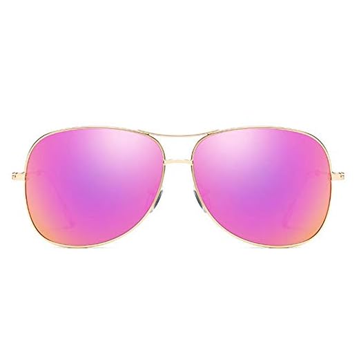 Moda Wild Nuevo material de aleación Gafas de sol de color Montura dorada Lente verde / rosa / púrpura Hombres y mujeres con las mismas gafas de sol polarizadas Gafas al aire libre ( Color : Purple )