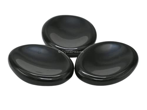 Image of Certified Black obsidian Crystal Thumb Worry Pebbles Stones for Anxiety