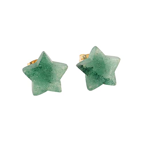 Guntaas Gems Charming 12Mm Star Shape Aventurine Brass Gold Plated Stud Earrings Christmas Fashionable Gift #TOP1