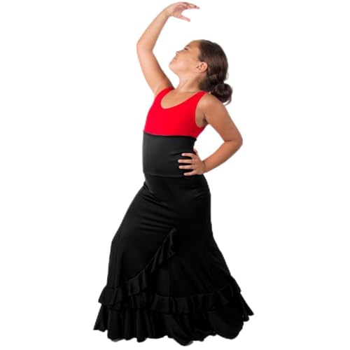 El Rocio desde 1980 Faldas De Flamenco para Niñas Modelo Salón (FR/ES, Edad, 8 años, Regular, Negro)