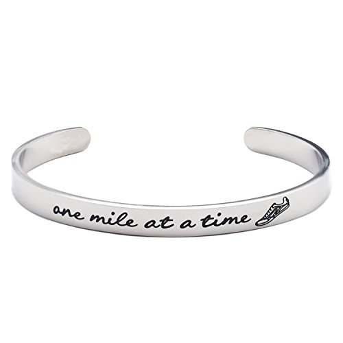 Marathon Runners Gifts Bracelet Running Jewelry Men Women One Mile At A Time Bracelet 1/4 x 6