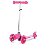 Patinete de 3 ruedas para niños de 2 a 6 años para niños y niñas (rojo rosa)