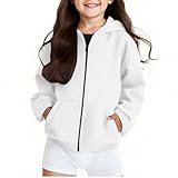 Kapuzenpullover Mädchen Sweatjacke mit Reißverschluss Kapuzenjacke Einfarbig Oversize Hoodie Outdoor Übergangsjacke Kuschelhoodie Jacken Sweatshirt für Kinder Teenager 4-12 Jahre