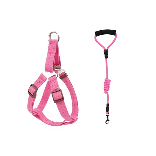 Image of Mini Pig Harness, Adjustable Small Pig Harness with Leash Infinity Style Lead and Soft Foam Handle for Small to Medium Pet Pigs Walking Training Jogging (Pink, S)