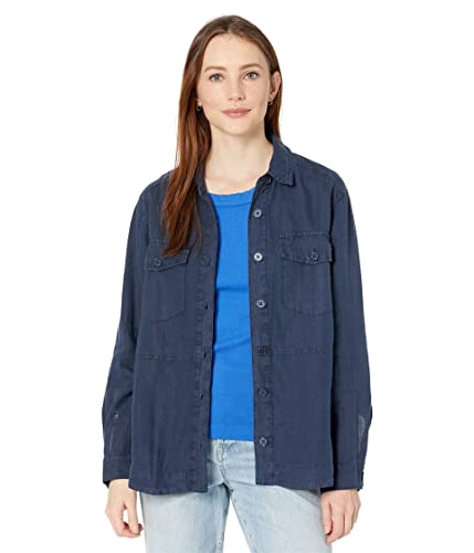 Michael Stars Whitney Woven Linen Shacket Admiral Md (Us 6-8) #TOP21