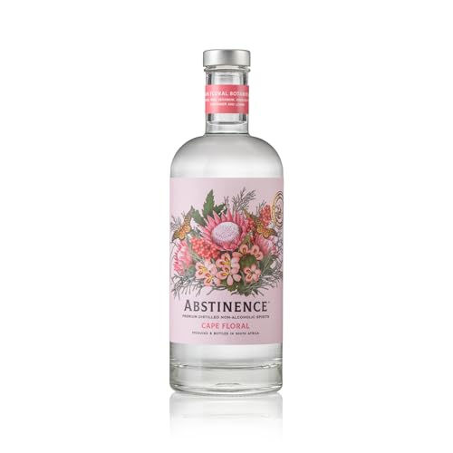 Abstinence Cape Floral Non Alcoholic Spirit, 750ml, Award-Winning Gin Alternative, Calorie-Free, Sugar-Free, Botanical Inspired, Light Herbal and Citrus Notes, Zero Proof Mocktail