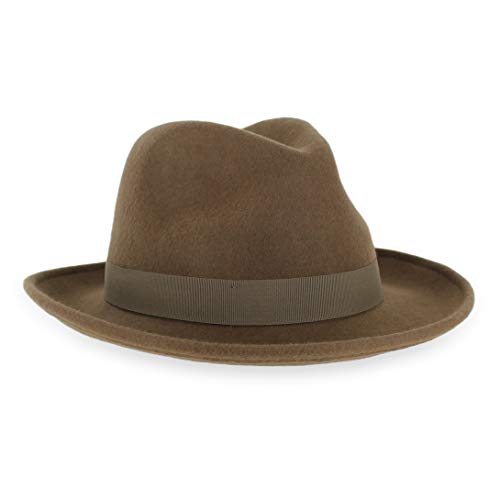 Belfry Crushable Dress Fedora Men's Vintage Style Hat 100% Pure Wool in Black Blue Grey Pecan Brown and Striped Bands