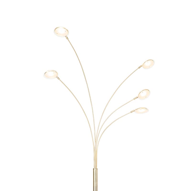 QAZQA sixties - LED Dimmable Lampadaire Design variateur inclus - 5 lumière - H 1810 mm - Doré/Laiton - Design - Éclairage intérieur - Salon I Chambre I Cuisine I Salle à manger