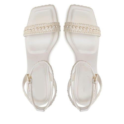 Goolita Womens Open Toe Pearl Platform Heels For Women Chunky Buckle Ankle Strap Wedding Heeled Sandals Dress Evening Bride Bridal Shoes3