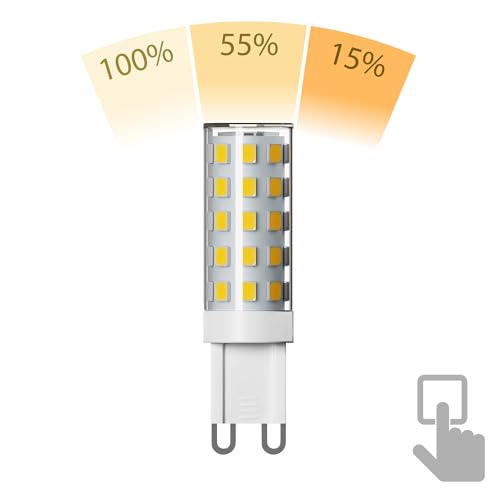ledscom.de 4 Pieces G9 LED Bulbs, Warm White (2800 K), 3.5 W, 485lm, 3-Step dimmer - Image 2