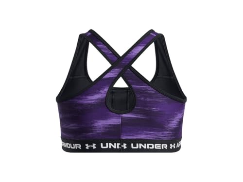 Image of Under Armour Womens Mid Crossback Print Sports Bra - Strategic Support and Breathability 3X Purple-White
