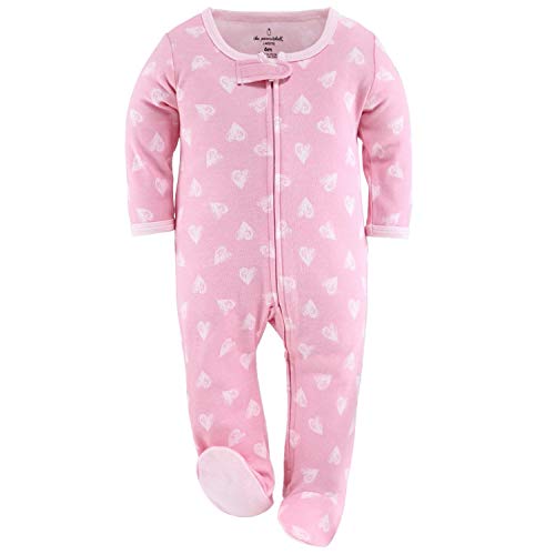 The Peanutshell Footed Baby Sleepers For Girls, Cheetah & Pink Hearts, Newborn To 12 Month Sizes (9M) #TOP3