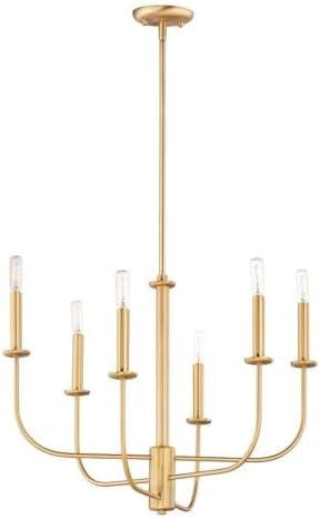 Maxim Wesley-6 Light Chandelier-24 Inches Wide by 18 inches high-Satin Brass Finish-Clear Glass Color