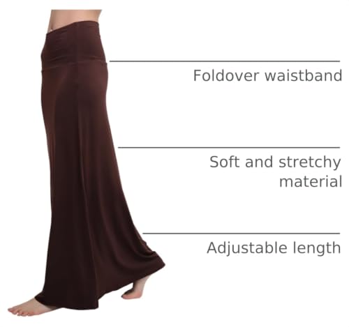 Image of Urban CoCo Women's Stylish Spandex Comfy Fold-Over Flare Long Maxi Skirt