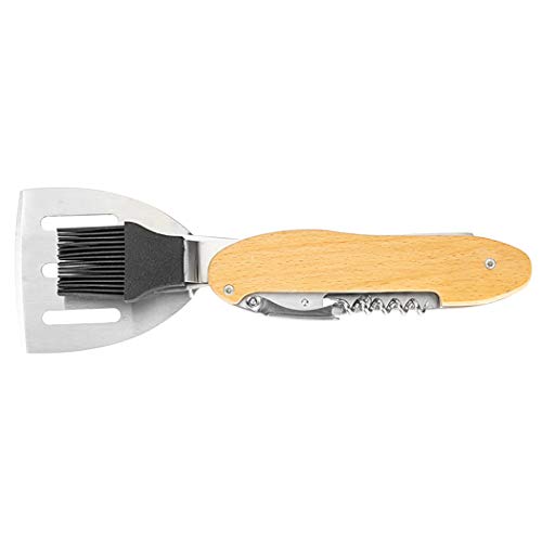 JUSTDOLIFE Conjunto de ferramentas de churrasco 5 em 1 Outoor para churrasqueira, escova dobrável mu
