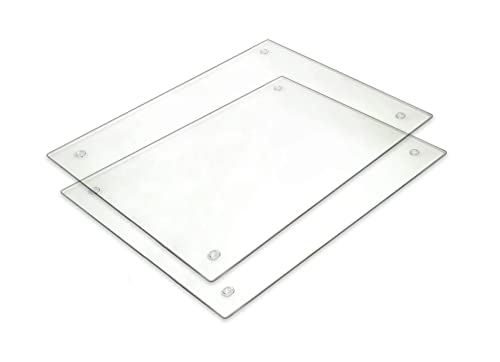 Image of Tempered Glass Cutting Board - Long Lasting Clear Glass - Scratch Resistant, Heat Resistant, Shatter Resistant, Dishwasher Safe. (2 Large 12x16 inch)