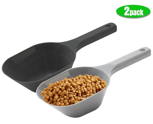 2PACK Dog-Cat Food-Scoop Measuring-Cup,1 Cup Capacity Versatile Plastic Pet Food Scoop with Measuring Lines 1 Cup and 1/2 Cup for Precise Portion Control (Black and Grey) - Thumbnail 2