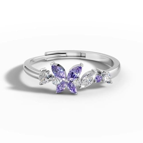 Image of Miss Highness 925 Pure Silver Butterfly Ring for Women | Stylish Adjustable Design | Trendy Silver Jewellery | With Authenticity Certificate | Gift for Girlfriend Wife | Regular Wear Ring