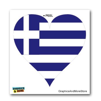 GRAPHICS & MORE Greece Greek Flag Heart - Window Bumper Laptop Sticker