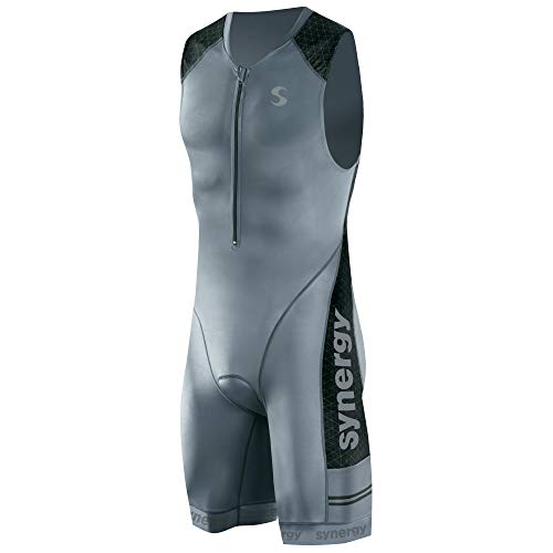 Synergy Triathlon Tri Suit Men's Elite Trisuit (Gunmetal, Medium)
