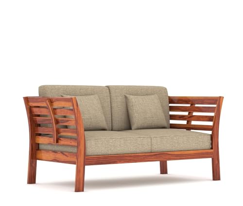 Image of Sheesham Solid Wood 7 Seater Sofa Set for Living Room(7 Seater) (Teak 1)