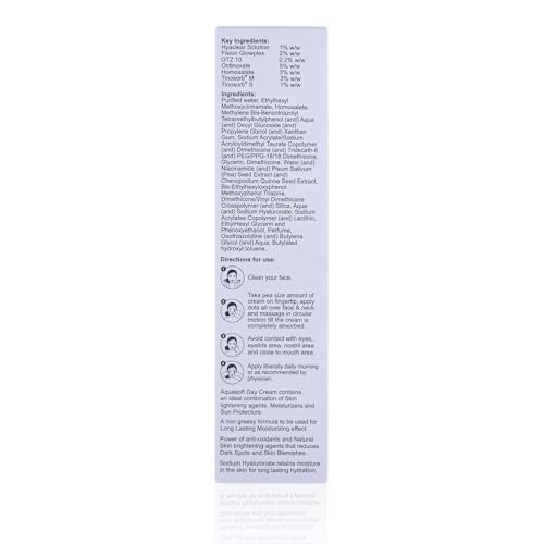 Image of Aquasoft Day Cream SPF50+ PA+++ with Triple Action formula for moisturising, sun protection and brightening Sodium Hyaluronate, Niacinamide, antioxidants and OTZ10 75gm,Pack of 2