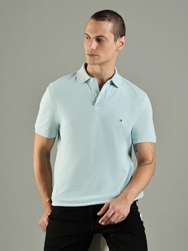 Image of Tommy Hilfiger Solid Regular fit Cotton Polo t-Shirt