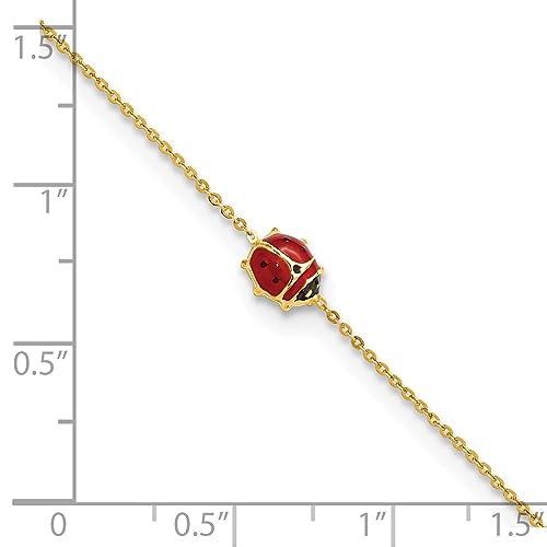 FJC Finejewelers 14 kt Yellow Gold Polished Enameled Ladybug 6.5in with .75in ext. Bracelet3