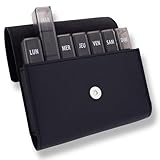 MEDIPILL - Pilulier Semainier Français | Organisation Hebdomadaire des Médicaments | 28 Compartiments | 7 Jours, 4 Moments de Prise par Jour | Sacoche Aimantée Incluse | Une pièce | Noir | MED-S28M-NN