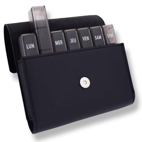 MEDIPILL - Pilulier Semainier Français | Organisation Hebdomadaire des Médicaments | 28 Compartiments | 7 Jours, 4 Moments de Prise par Jour | Sacoche...