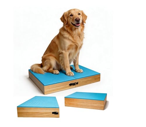 ZIGTAIL 2 PCS Connectable Wooden Dog Place Boards, Dog Training Platform, Dog Training Stand with Non-Skid Surface, Dog Agility Training Equipment for Small and Medium Dogs