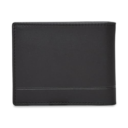 Image of Tommy Hilfiger Men's Leather Wallet Colatina | Solid Brown Bi-Fold with Global Coin Pocket, 4 Card Slots | Stylish Purse for Gents
