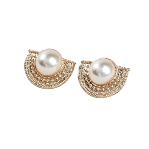 Pendientes de plata para mujer, aretes de aguja de plata S925, aretes de perlas en forma de abanico, aretes de metal simples y modernos para mujer, Fcb931 Pr49, regalos para novia, esposa, hermana,