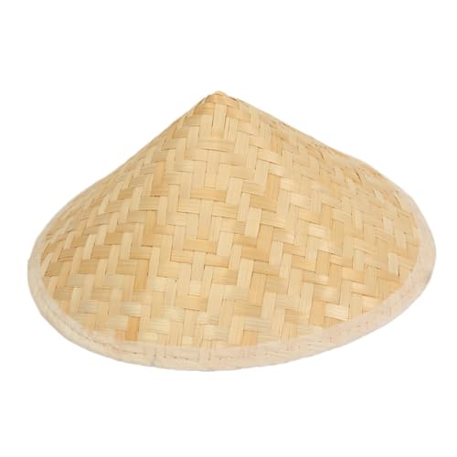 Chapeau de riz en bambou tissé principal - Lot de 2 grands chapeaux coniques de paille