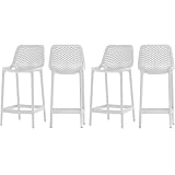 Meridian Furniture Mykonos White Outdoor Patio Stool (Set of 4)