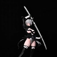 Zhongkaihua Game Automata 2B - Battle Damaged Edition Actionfigur 33 cm, große Anime-Charakterfigur, Yorha 2B-Figur mit austauschbarem PVC-Doppelkopfmodell – Ansicht 6