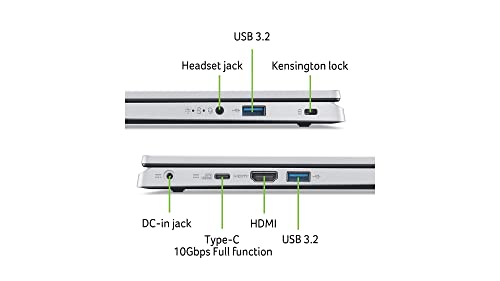 Acer Aspire 3 (A315-510P-39UW) Laptop | 15, 6" FHD Display | Intel Core i3-N305 | 8 GB RAM | 256 GB SSD | Intel UHD-Grafik | Windows 11 | QWERTZ Tastatur | Silber – Bild 6