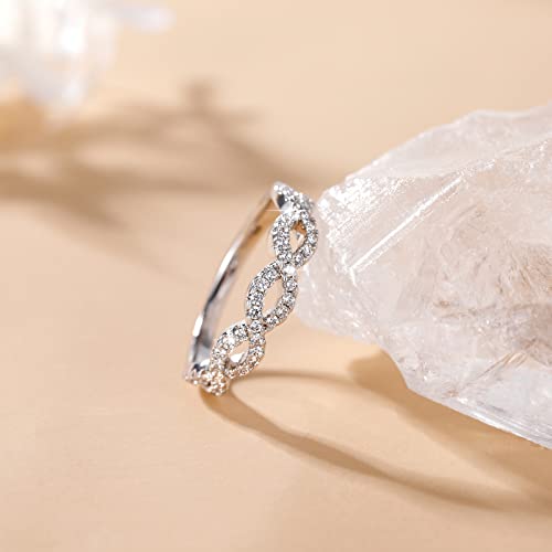 SHINYSO Wedding Bands for Women Infinity Stacking Ring Half Cubic Zirconia Eternity Engagement Ring Size 4-102