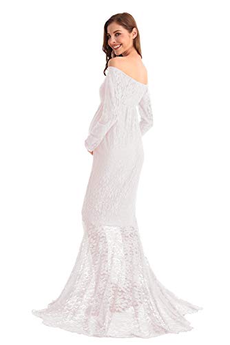 HIHCBF-Women-Mermaid-Maternity-Lace-Dress-V-Neck-Off-Shoulder-Slim-Fit-Bridesmaid-Wedding-Baby-Shower-Photo-Shoot-Gown