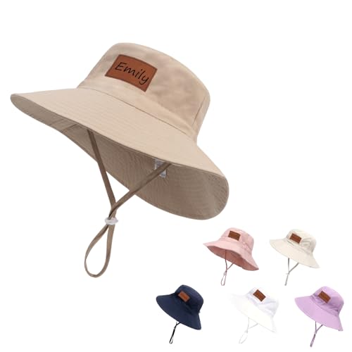 Custom Baby Bucket Hat for Toddler Personalized Baby Sun Hat for Infant Boys Girls UPF 50+ Sun Protection Wide Brim Hat