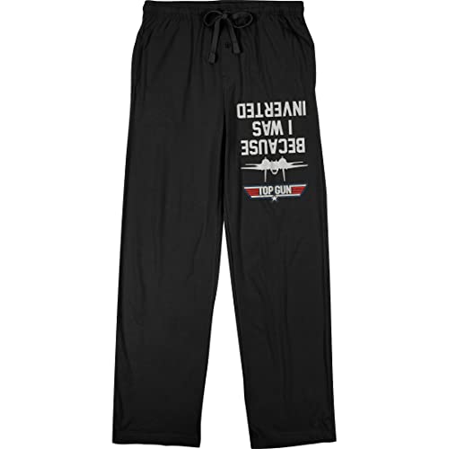 Bioworld Top Gun Inverted Quote Men's Black Drawstring Sleep Pajama Pants-XL