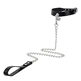 JIAHG Halsfessel Halskette mit O-Ring Slave Halsband Bondage PU Leder Fetisch SM Fesseln Halsbänder Halsband Flirt Erwachsene Sexspielzeug für Paar Frau Damen