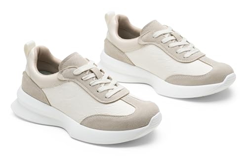Image of Vepose Women's Retro Platform Sneakers Lightweight Lace Up Walking Shoes | Designer dressy sneakers with memory foam cushioning, grippy sole, and stylish woven or PU looks for work, travel, errands