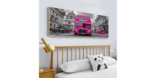 Décoration Murale Maison DIY | Grand Format Broderie Diamant Bus Rouge