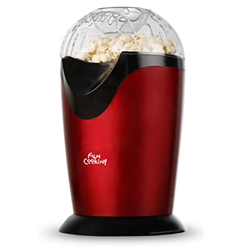 Palomitero portátil. Rojo metalizado. Funcionamiento rápido y sencillo. ¡Palomitas en 3 minutos! Cacito medidor integrado. Fácil de limpiar. Potencia 1000 W.