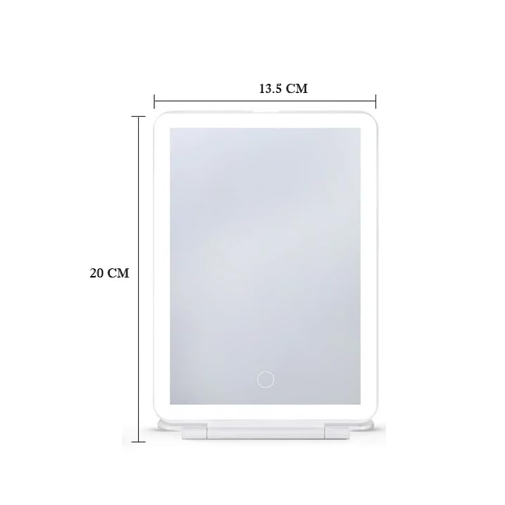 Image of Prime Pick Glow Pro Vanity Mirror Rechargeable ABS Makeup Mirror LED Light 3 Color Lighting Dimmable Touch Control Portable Travel Cosmetic Mirror for Women White Rectangular