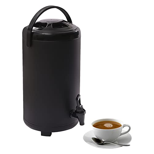 2.3 Gallon Insulated Drink Dispenser, Stainless Steel Hot Drink Dispenser with Matte Finish Black, for Coffee, Tea, Milk, Soup Family Party Cafe Buffets
