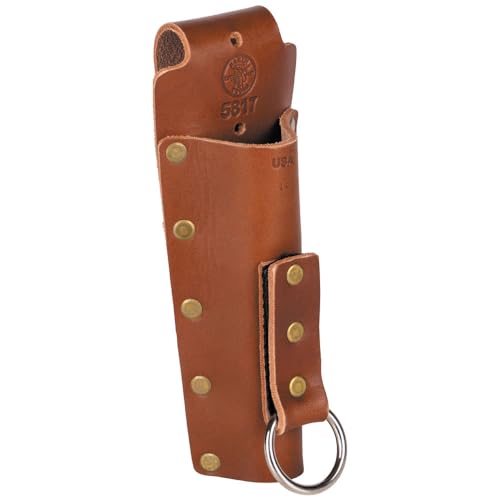 Klein Tools 5817 Tool Holder Multi-Functional Bull-Pin and Spud Wrench Holder Full-Grain Russet Leather Fits up to 3-Inch Belts